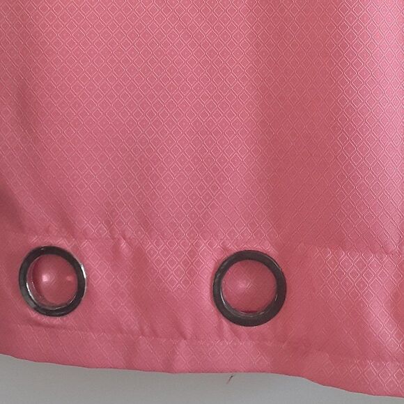 Grommet Top Pink Drapes Heavyweight Window Curtain Set of Two Diamond Pattern - Picture 7 of 10